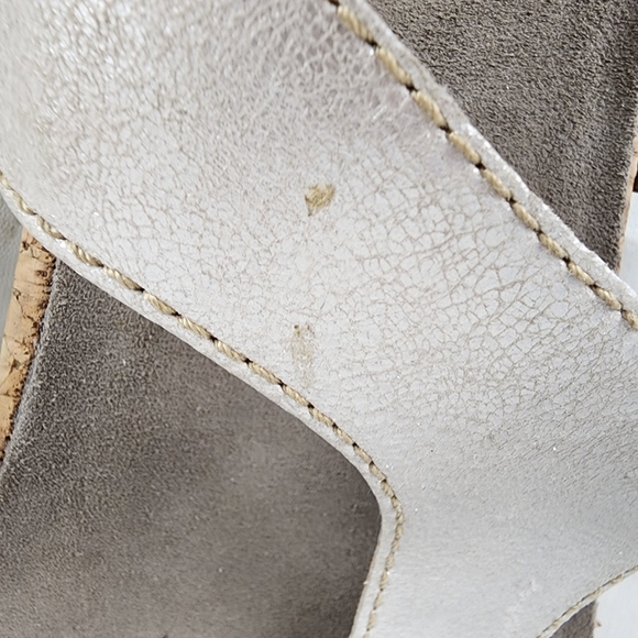 L.L. Bean  Metallic Leather Thong Sandal Pewter Size 10 Gizeh Style - Picture 14 of 15